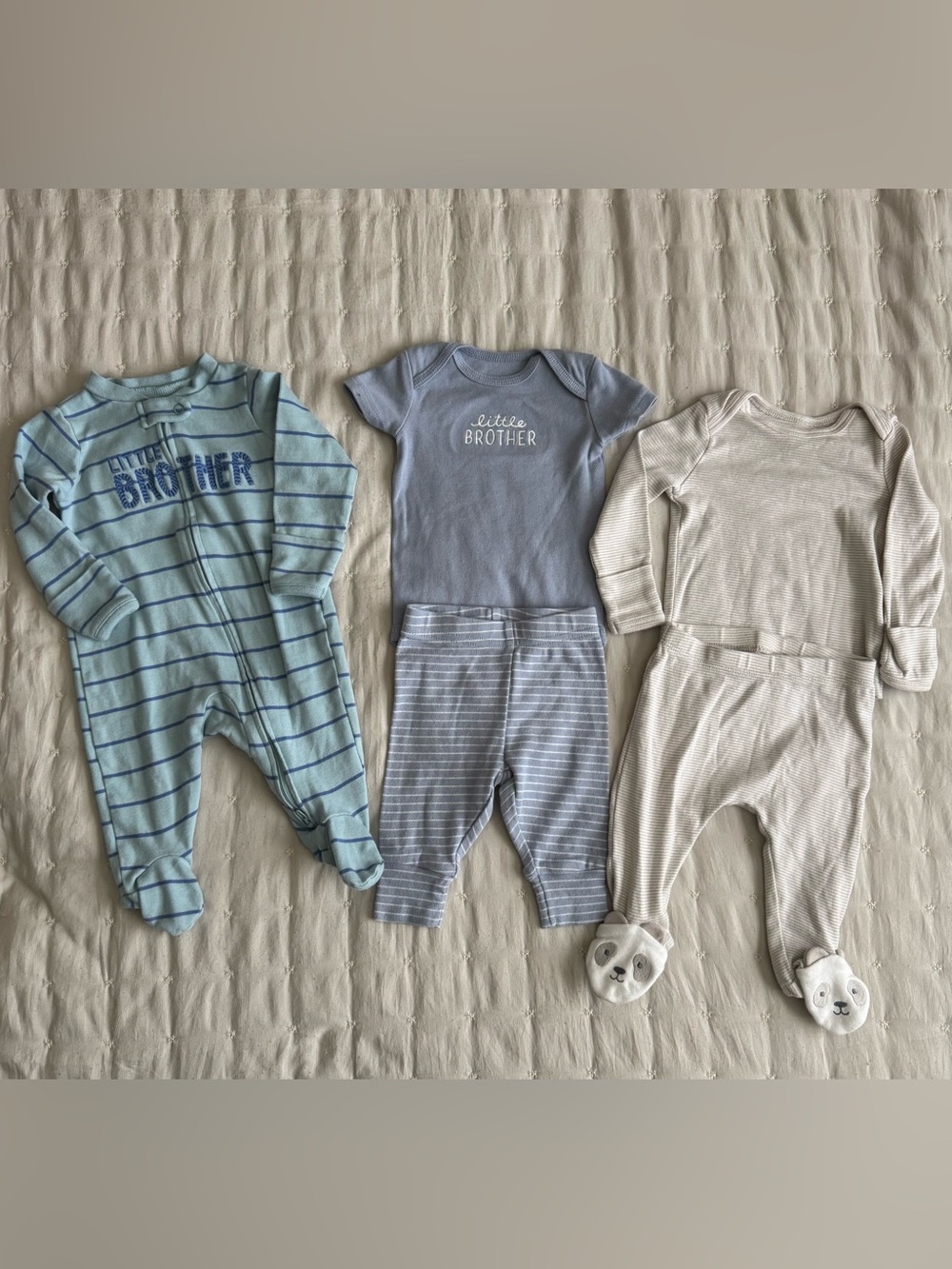 Carter’s 0-3M Baby Boy Bundle Little Brother Pajamas & Outfits 5 Pieces